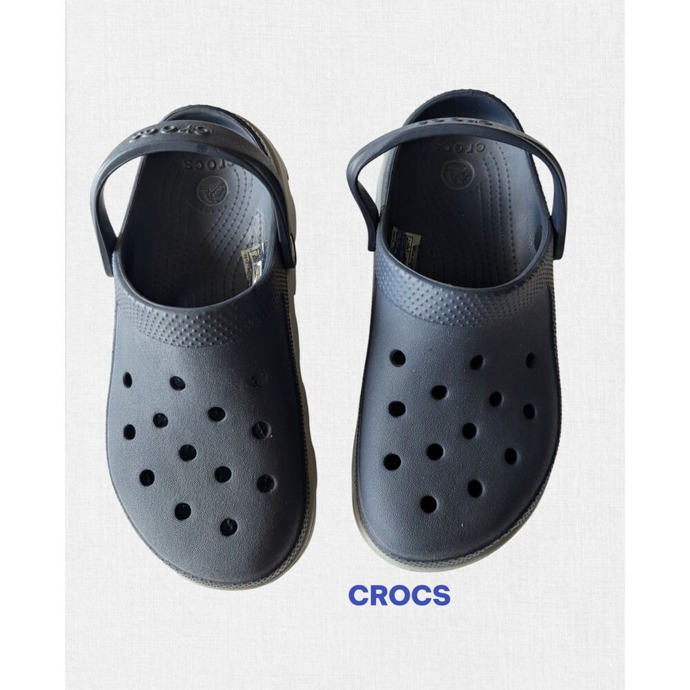 Crocs M7 / W9 – Navy & Gray Classic All-Terrain Clogs  UNISEX